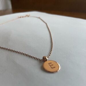 Rose gold engraved letter E necklace